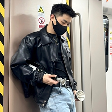 炸街高级感皮衣男韩版痞帅夹克小众宽松机车上衣外套PW6311-P76，男装皮衣，星座1008