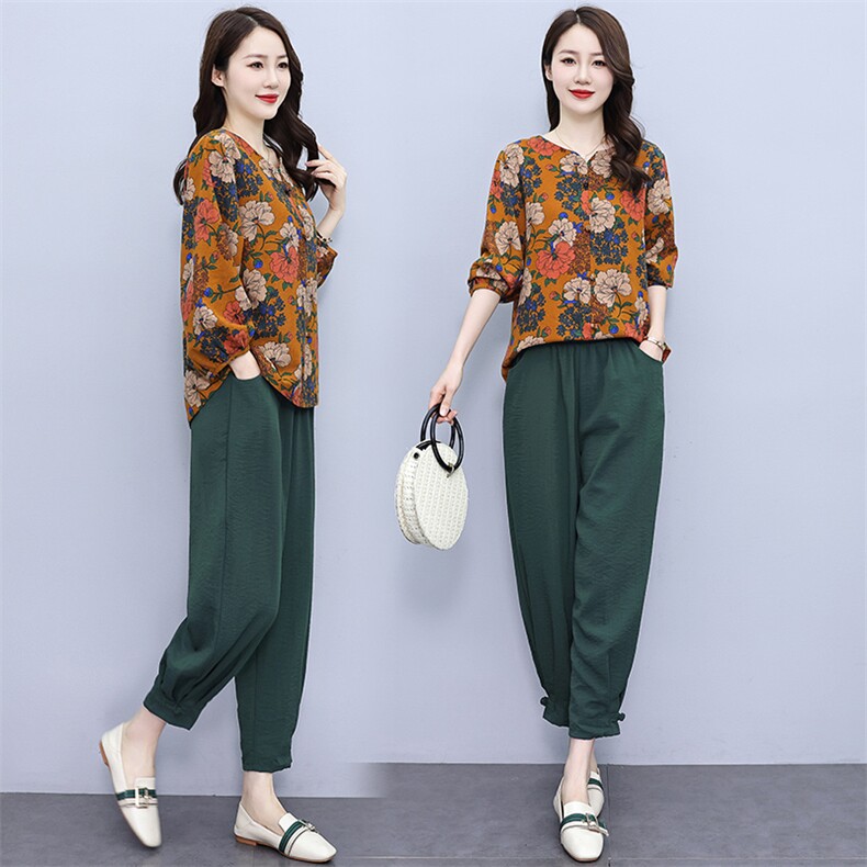 高端棉麻套装2023秋季新款高级时尚气质两件套，女装套装/套裙，魅影