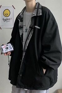 秋季新款两面穿帅气夹克男士韩版复古潮牌痞帅外套WT46/图片
