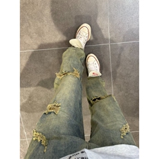 美式复古黄泥色破洞牛仔裤男款夏季水洗cleanfit裤子NZ018WW-P48，男装牛仔裤，星座1007（原301D）