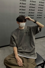 港风夏季竹竹高升烧花麂皮绒大码情侣短袖T恤JDT77787，男装T恤，星座226-1