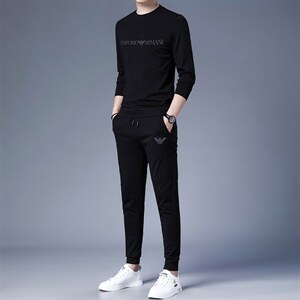 圆领卫衣中老年运动服套装男士中年休闲爸爸装2023秋季新款两件套图片