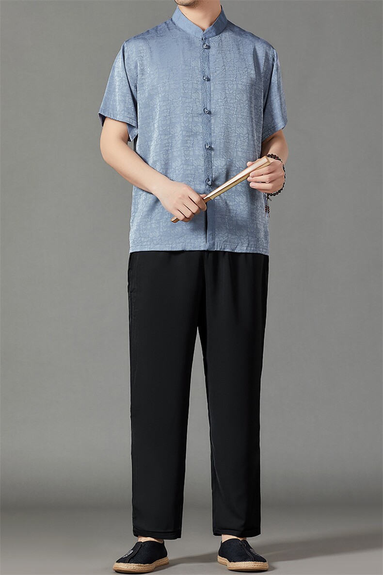 2026夏季薄款高端风中式短袖衬衫套装唐装汉服HL23806-P108,男装休闲套装,星座1105-3