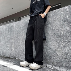 新款复古潮牌美式口袋拼接工装裤百搭水洗宽松休闲裤，男装休闲裤，星座410-7