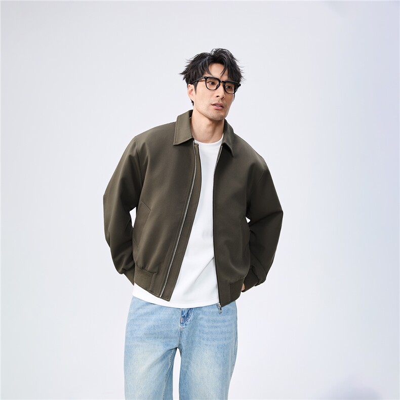 秋季2025老钱风抖音纯色休闲立领夹克店主风A236-82529-P130图片