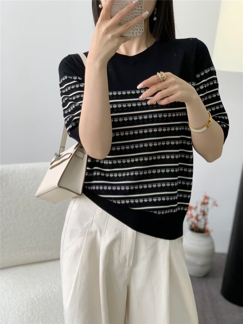 莱赛尔天丝PO领单色藏青色,女装T恤,晨旭羊绒