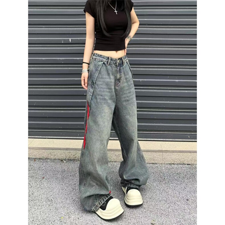 【有货】三条杠条纹牛仔裤男女款美式vibe风裤子G8512HH-特P55,男装牛仔裤,星座1007（原301D）