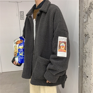 DB239-Y个性贴补印花加厚男士羊羔毛外套男图片