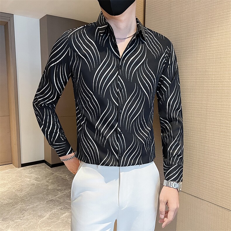 店主风新款男士店主风烫金长袖衬衫男修身衬衣301A-1/CS455/P55,男装衬衫,星座301A-1