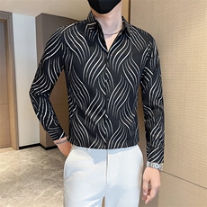 店主风新款男士店主风烫金长袖衬衫男修身衬衣301A-1/CS455/P55，男装衬衫，星座301A-1