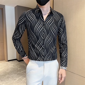 店主风新款男士店主风烫金长袖衬衫男修身衬衣301A-1/CS455/P55图片