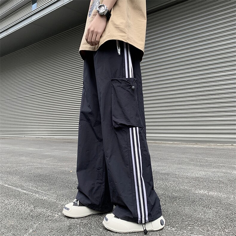 冲锋裤男韩版潮流拼色高街个性2023夏季新款ins宽松长裤K3920-P39,男装休闲裤,星座412-3