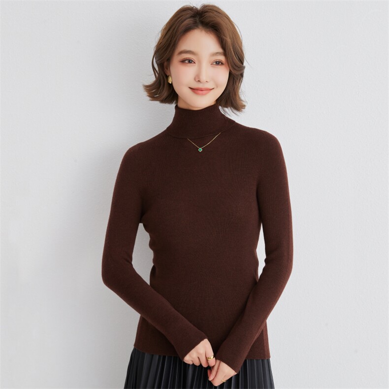 女士精纺高翻领无缝羊毛衫羊毛,女装羊毛衫,润匹羊绒