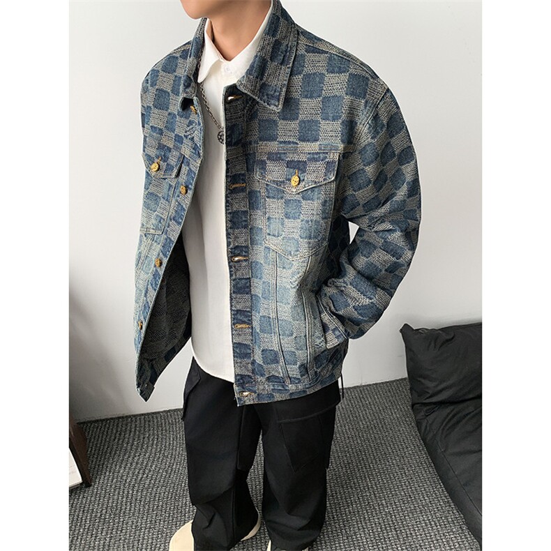 得物二开牛仔方格设计感百搭夹克外套男2026秋季新款JK1275-P85,男装夹克,星座1103-3
