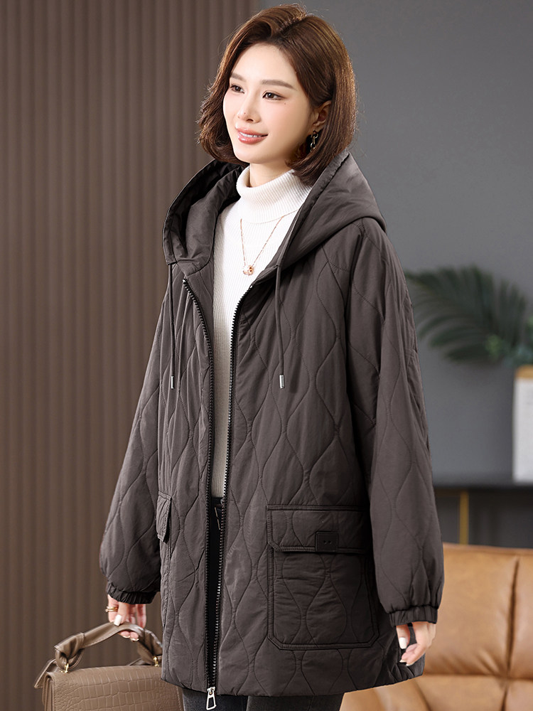 2025冬季时尚休闲夹棉加厚保暖舒适中长款棉服,女装棉衣/棉服,独衣靓