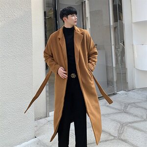 2020冬款毛呢大衣长款呢大衣男韩版长款拉风休闲呢大衣 D271P125图片