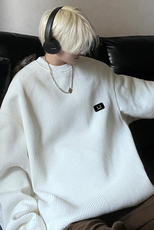 华夫格港风春季新款多色小标宽松圆领卫衣JK23342特批24控39，男装卫衣，星座605(原A050)