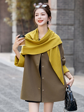 现货。现货。现货2025年秋季短外套休闲披肩围巾新款短风衣，女装短外套，艾仟回(原伊仟回)