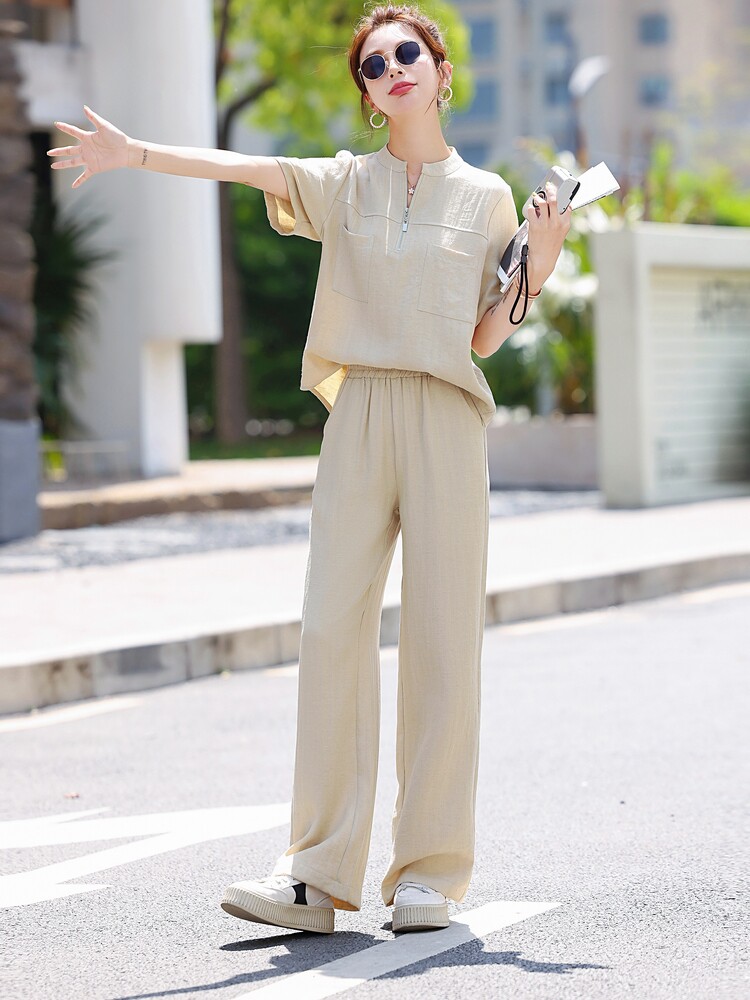 休闲时尚套装女2025夏季爆款小个子气质减龄宽松显瘦遮肉两件套潮,女装套装/套裙,梦依杭