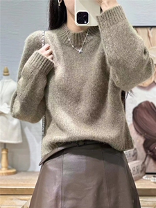 半高领针织衫女秋冬款高档宽松加厚针织毛衣加厚打底衫图片