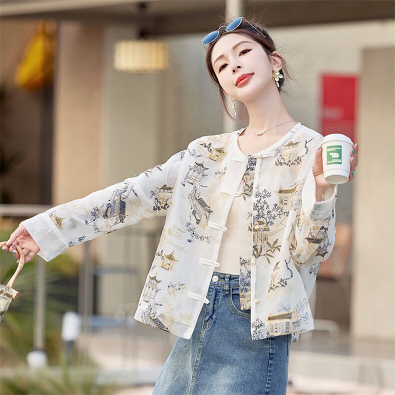 新中式外套女夏2025小个子新款百搭刺绣唐装薄外套防晒衣上衣,女装短外套,韩蜜菓