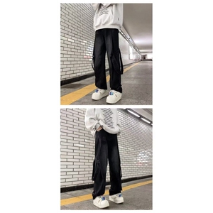 1506-1/K20501/P51美式潮牌时尚百搭直筒复古飘带牛仔撞色男女图片