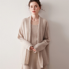 2025秋冬新款舒适百搭简约软糯时尚乱麻宽松开衫，女装休闲裤，尚达羊绒