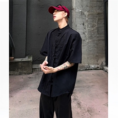 CS12-P50夏季宽松衬衫男休闲新中式风短袖寸衣薄款外套，男装衬衫，电商B327