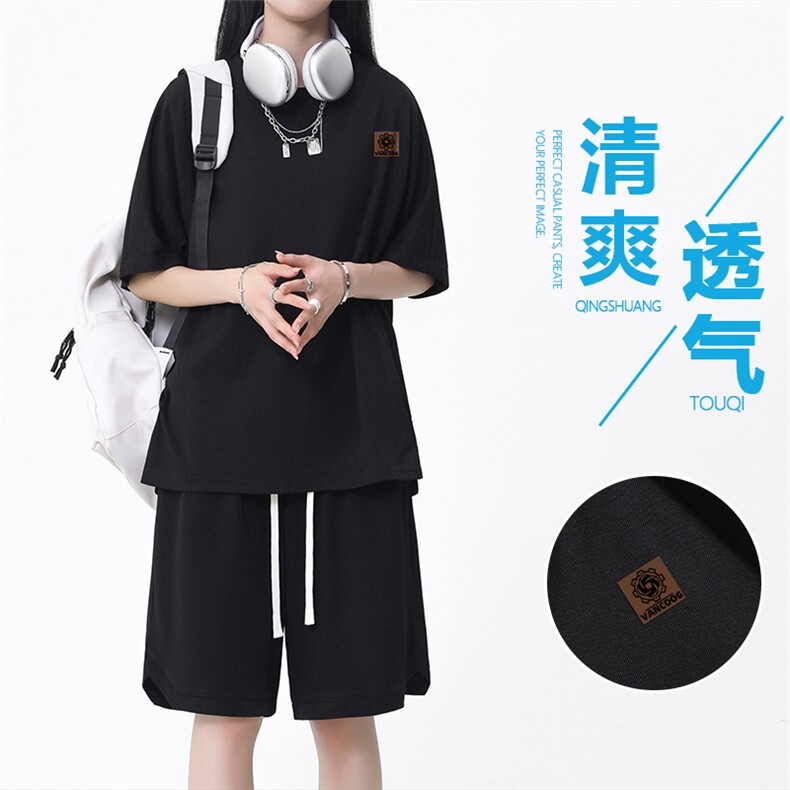 冰丝短袖t恤女款休闲运动套装夏季薄款一套搭配装TZ15-特批68，男装休闲套装，星座718