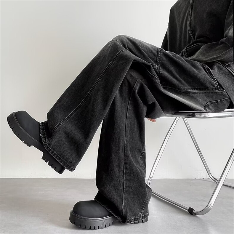 秋季美式怀旧水洗牛仔裤男潮牌结构拼接宽松工装裤子AM1118P49，男装牛仔裤，星座1013-5