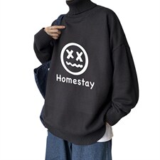 韩版潮流时尚高领休闲毛衣港风2024秋冬针织衫男A161-2-M2058-P50，男装针织衫/毛衣，电商A161-2