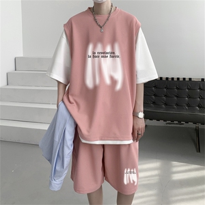 华夫格套装潮流休闲短袖短裤两件套FTZ3063-P55控78