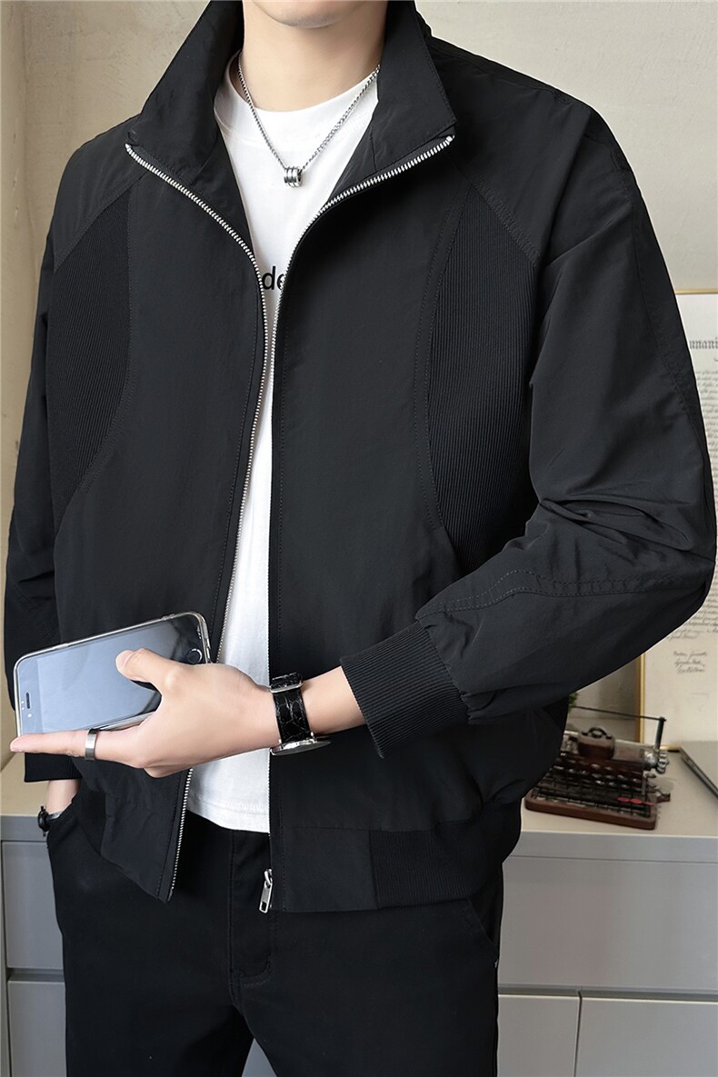 2026新款春季夹克男士高端拼接立领男装休闲外套A313-8606-P115,男装夹克,电商A313