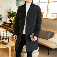 2020冬季新款男装风中长款棉服外套盘扣棉衣M08模特图，男装棉衣，电商B277(原6028)