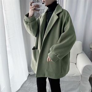 春秋毛呢大衣男英伦风百搭bf潮韩版宽松潮牌ins呢子外套FY020-p70,毛衣 白衬衫搭配什么外套图片