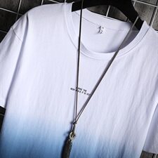703-T185夏季日系男式渐变吊染休闲T恤半袖，男装T恤，星座703