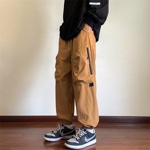 KP801 P50港风工装休闲裤男宽松直筒束脚伞兵裤图片
