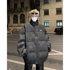加绒加厚冬款男立领鹿皮绒棉衣刺绣皮棉袄面包服外套MA9052P92，男装棉衣，星座1013-1