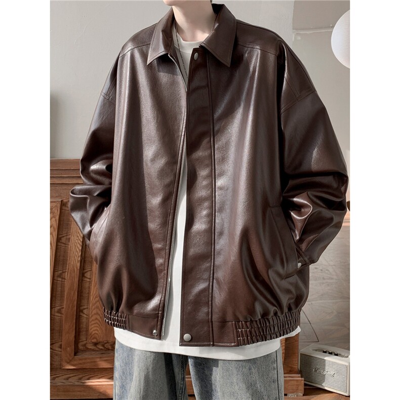 美式复古皮衣外套男秋冬高级感潮牌痞帅机车服夹克PY3322-P60图片