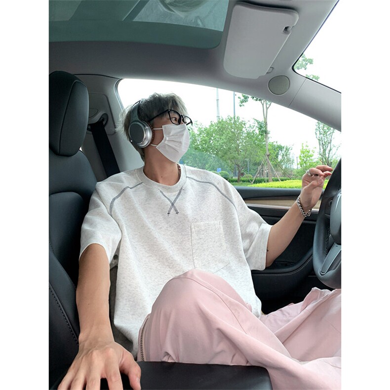 夏季明线插肩哈苏线潮牌宽松短袖休闲运动T恤T3657-特价P25,男装T恤,电商A007