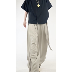 飘带冰丝裤子男夏季美式复古垂感阔腿弯刀西裤-A2065TP45控68，男装西裤，电商B241