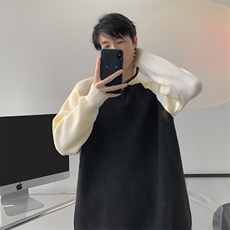 8XL-M半拉链立领毛衣外套男针织衫慵懒拼接插肩袖线衣MY19001P78，男装针织衫/毛衣，电商B312