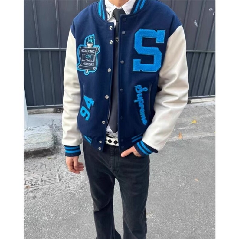 棒球服夹克vibe风美式潮牌休闲复古春秋宽松撞色拼接情侣外套男女图片