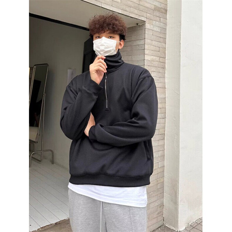 半拉链立领卫衣外套男士春秋季宽松简约灰色高领薄绒上衣W135,女装短外套,星座1116A（原606A-3）