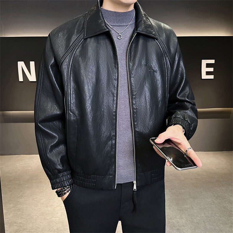 2025新款秋季皮衣外套男美式复古潮牌机车服皮夹克A313-8825-P145,男装皮衣,电商A313