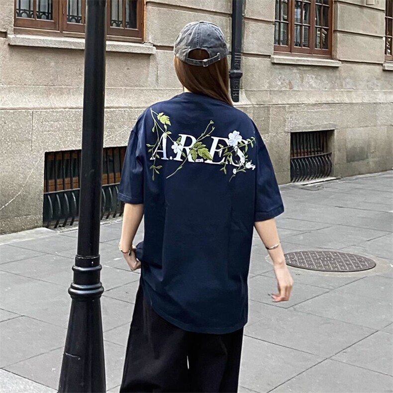 万针全刺绣工艺高品质260克纯棉双纱美式宽松百搭短袖T恤特P33,男装T恤,电商A486-1