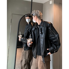 潮牌Pu皮夹克外套男痞帅大学生休闲机车服皮衣XZ514-2-24244-P65，男装夹克，星座514-2(原B239)