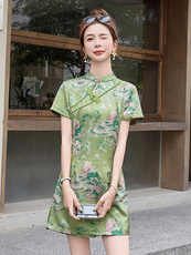 新中式国风提花套装女2025夏季新款小个子短袖盘扣上衣短裤两件套，女装套装/套裙，韩宇舍