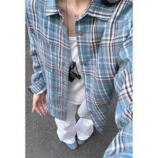2025HC25480改长秋季女模大码格子长袖衬衫M-5XHC25481-特P25，男装衬衫，电商A022