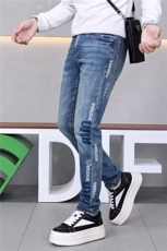 四季潮款轻奢欧货印花水洗弹力牛仔裤男修身小脚休闲百搭长裤，男装牛仔裤，电商D218